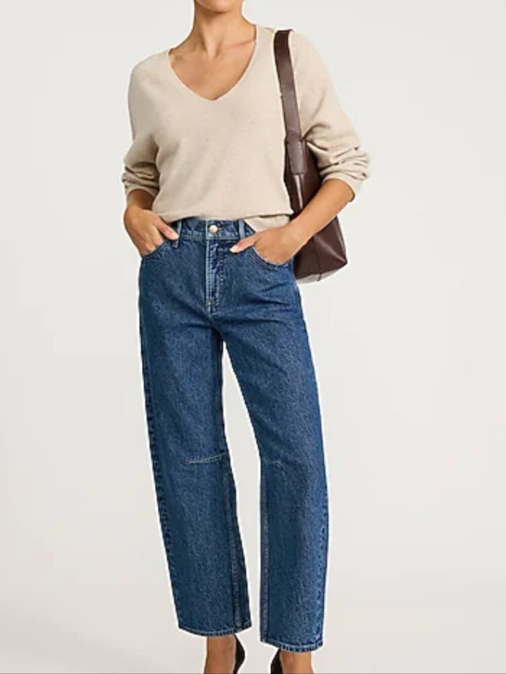 Express Barrel Mid Rise Stretch Denim Jean Dark Wash